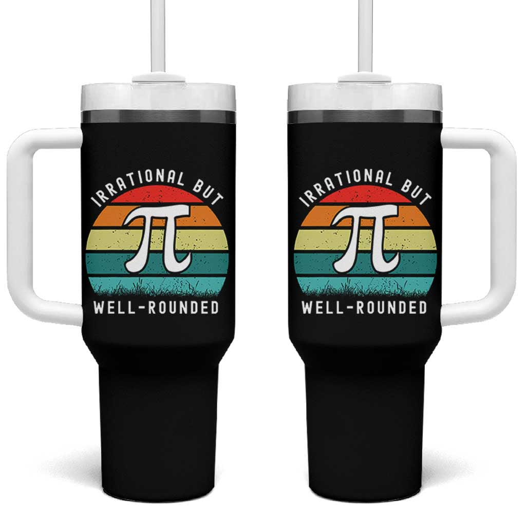 Funny Number Pi Tumbler With Handle Retro Irrational But Well Rounded Pi Day Celebration Math - Wonder Print Shop