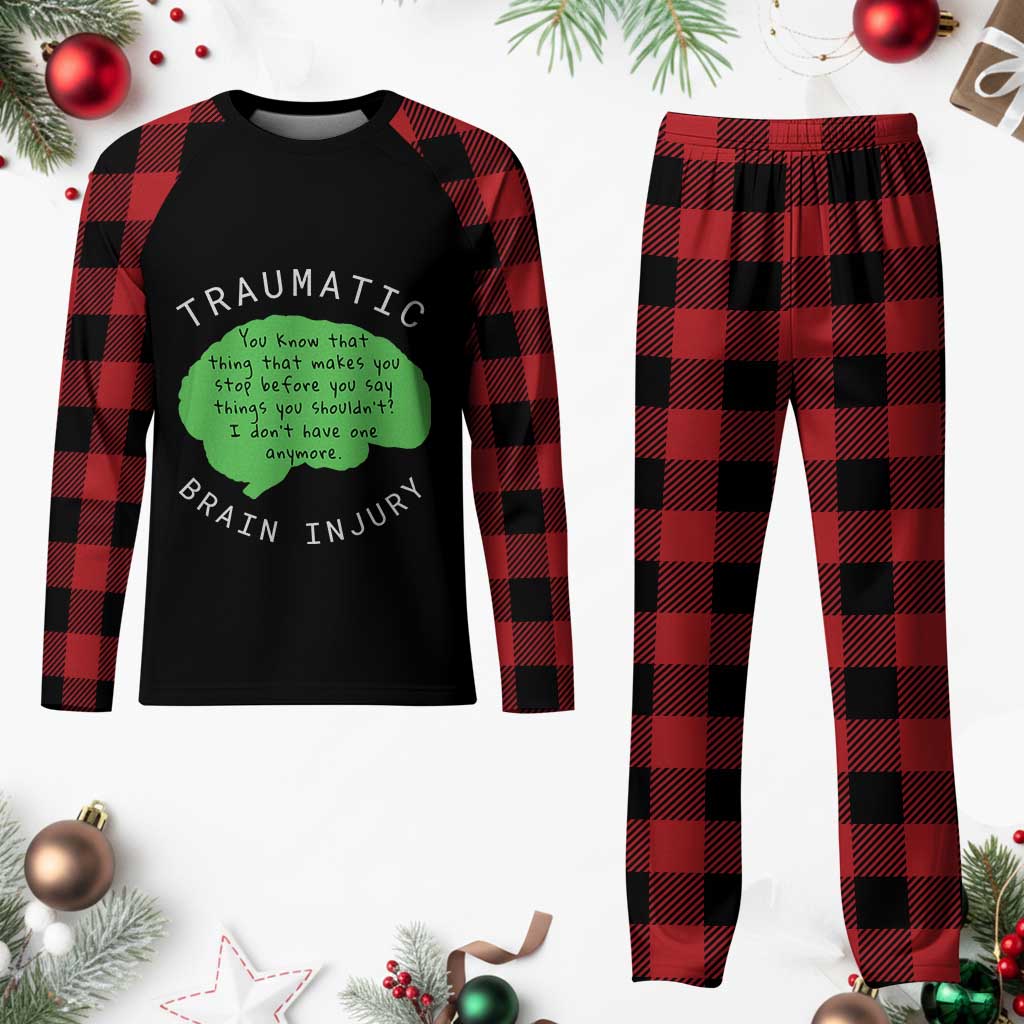 Traumatic Brain Injury Awareness Plaid Pajama Set TBI Support - Wonder Print Shop