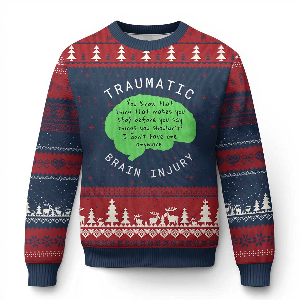 Traumatic Brain Injury Awareness Ugly Christmas Sweater TBI Support - Wonder Print Shop