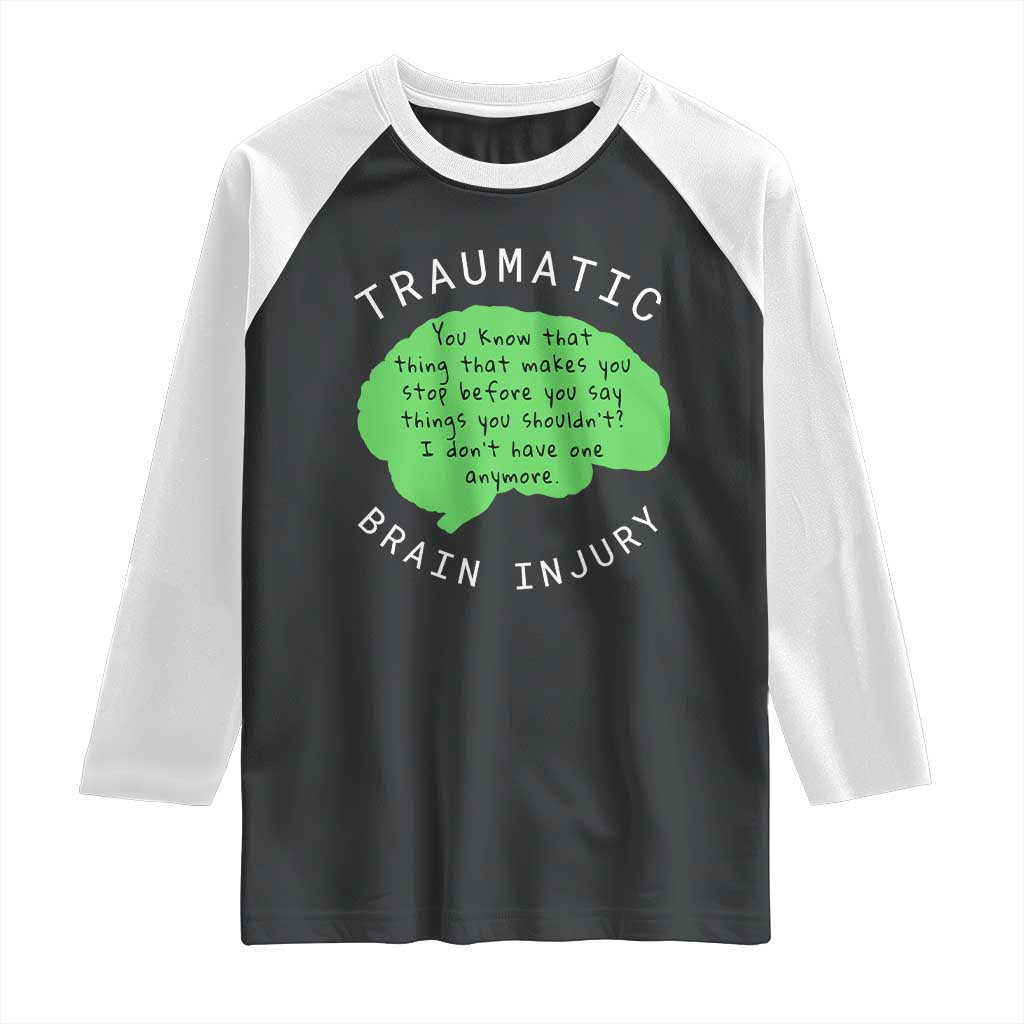 Traumatic Brain Injury Awareness Raglan Shirt TBI Support