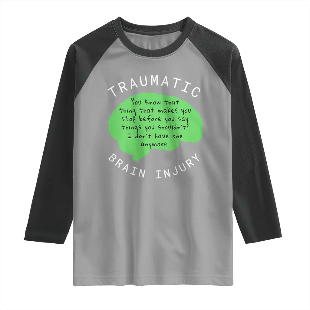Traumatic Brain Injury Awareness Raglan Shirt TBI Support
