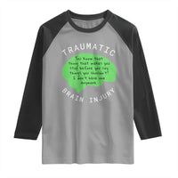 Traumatic Brain Injury Awareness Raglan Shirt TBI Support