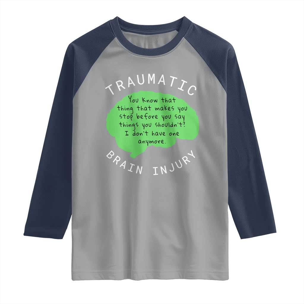 Traumatic Brain Injury Awareness Raglan Shirt TBI Support