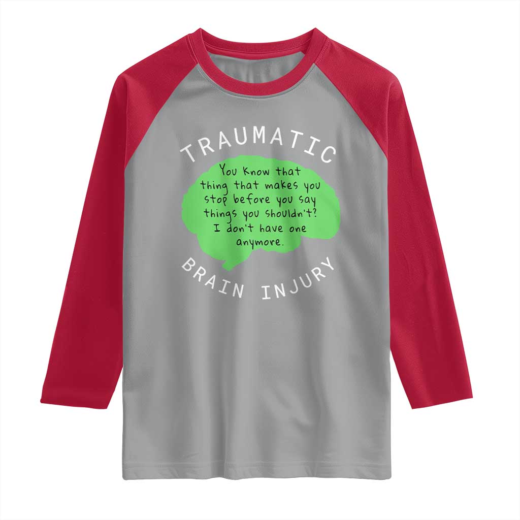 Traumatic Brain Injury Awareness Raglan Shirt TBI Support