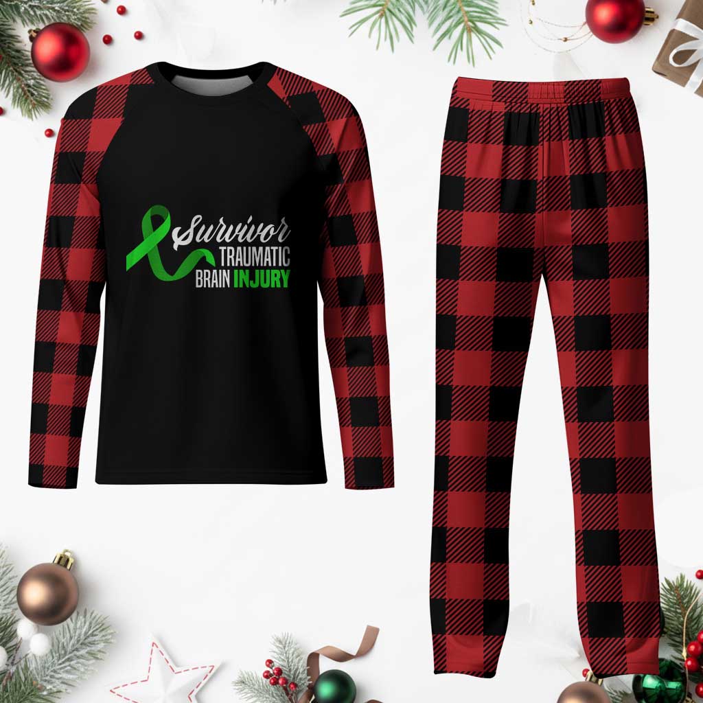 Traumatic Brain Injury Awareness Plaid Pajama Set TBI Survivor - Wonder Print Shop