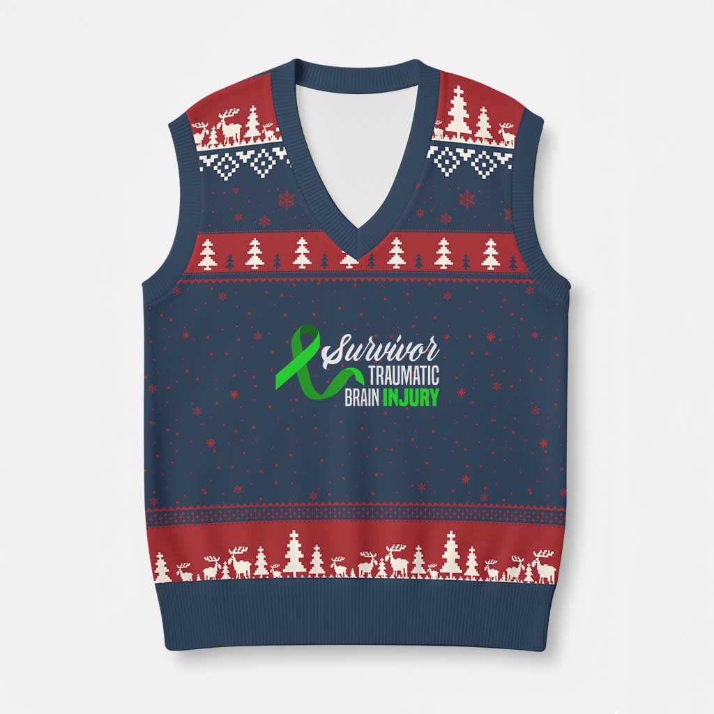 Traumatic Brain Injury Awareness V-Neck Knit Sweater Vest TBI Survivor - Wonder Print Shop