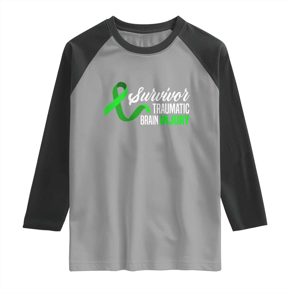 Traumatic Brain Injury Awareness Raglan Shirt TBI Survivor