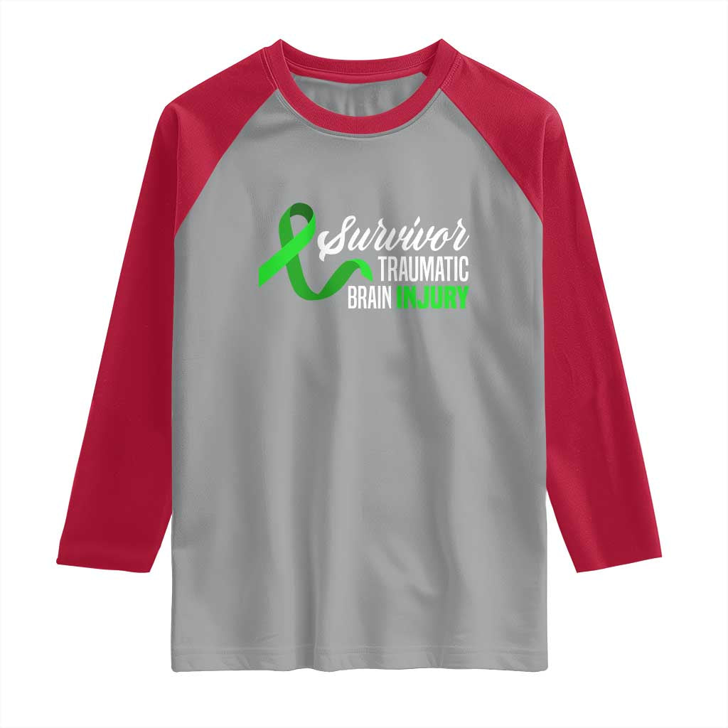 Traumatic Brain Injury Awareness Raglan Shirt TBI Survivor