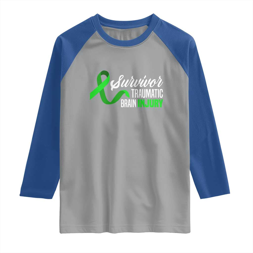 Traumatic Brain Injury Awareness Raglan Shirt TBI Survivor