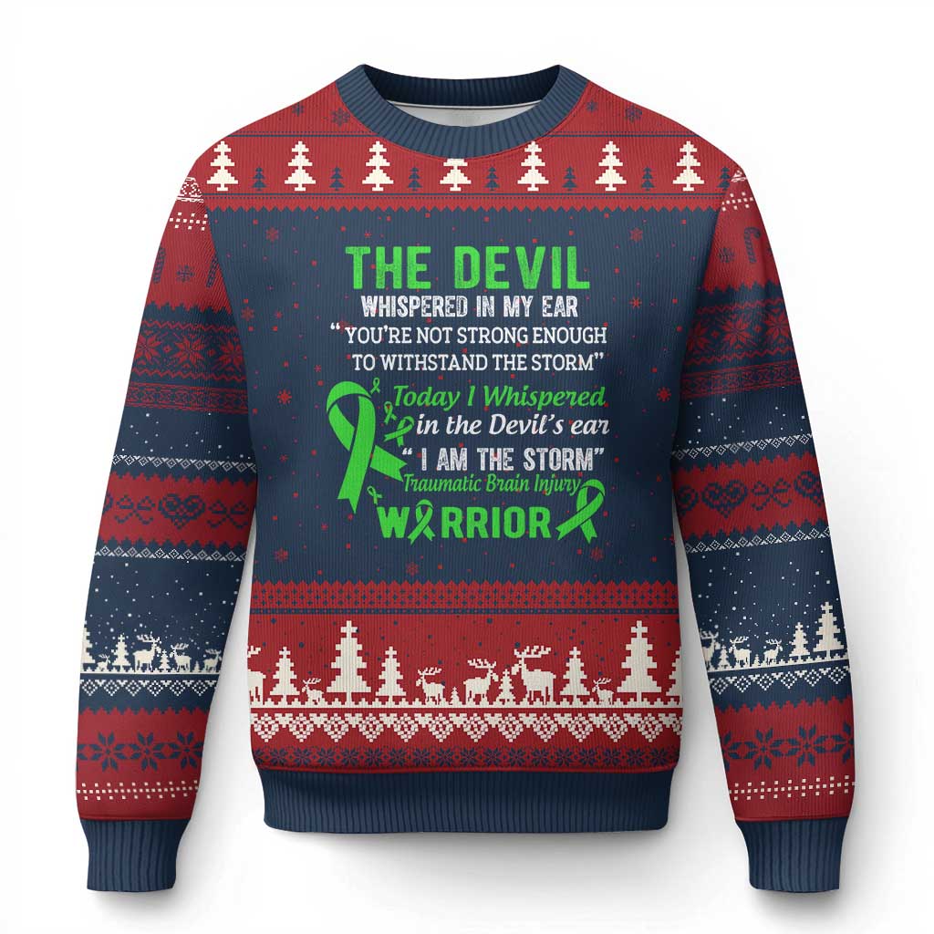 Traumatic Brain Injury Awareness Ugly Christmas Sweater I Am The Storm TBI Warrior - Wonder Print Shop