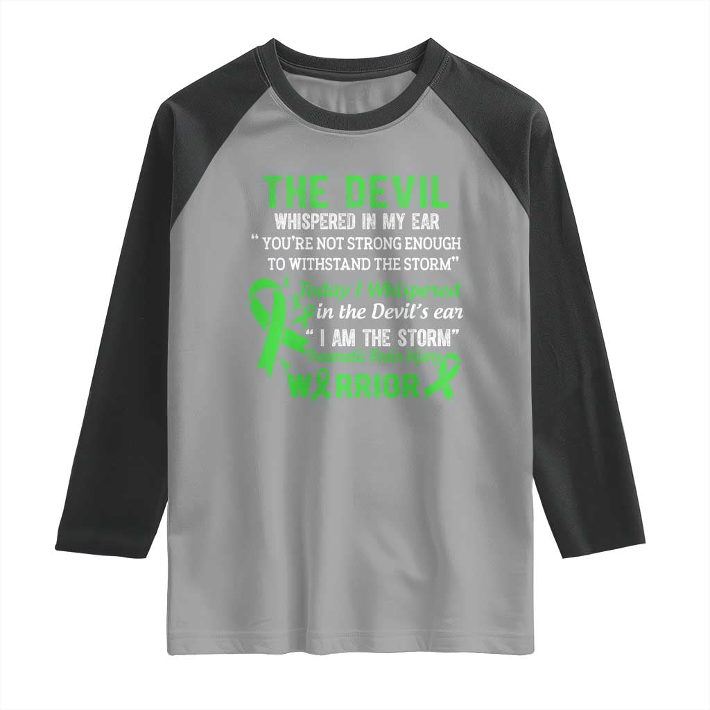 Traumatic Brain Injury Awareness Raglan Shirt I Am The Storm TBI Warrior