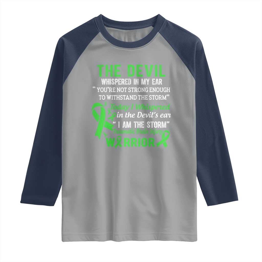 Traumatic Brain Injury Awareness Raglan Shirt I Am The Storm TBI Warrior