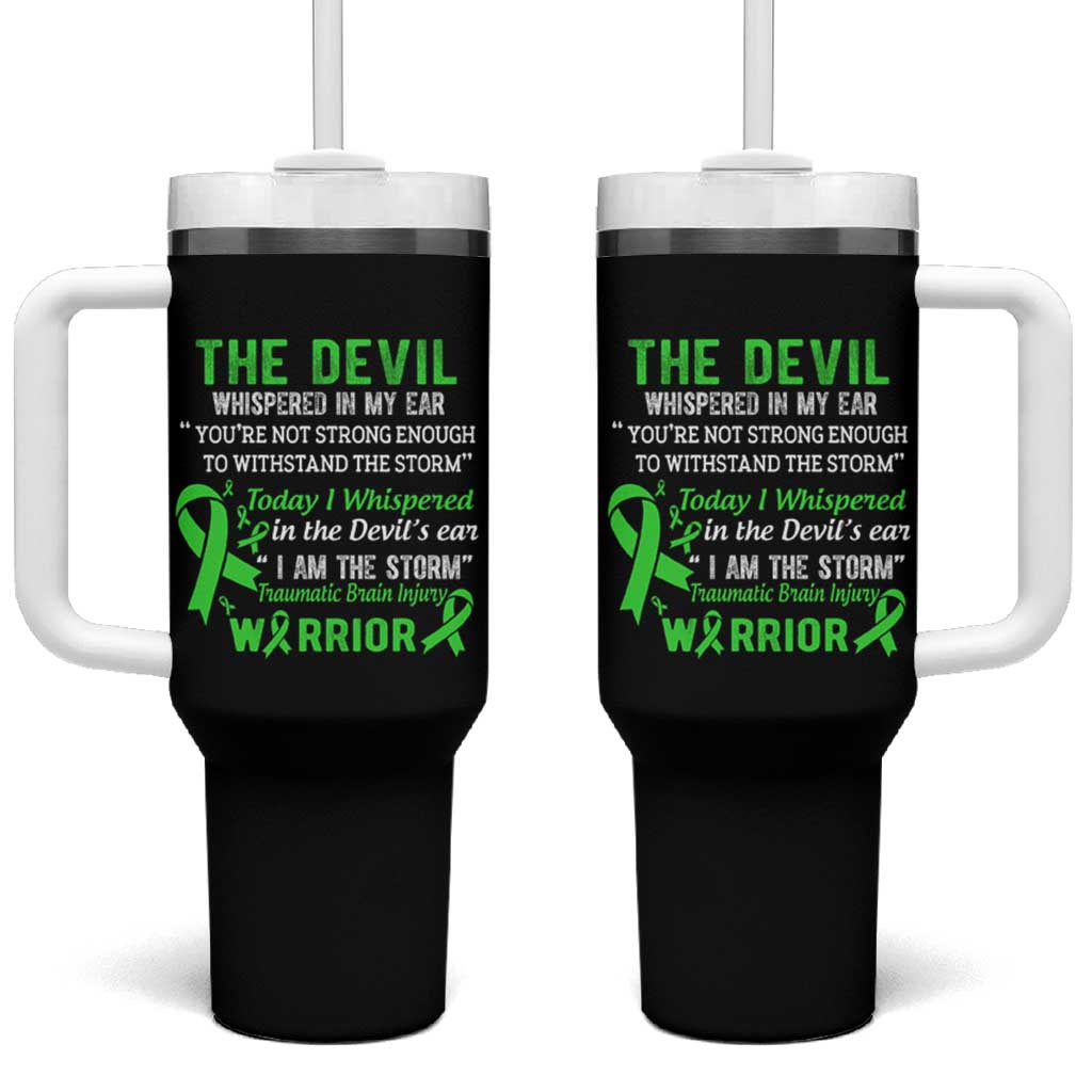 Traumatic Brain Injury Awareness Tumbler With Handle I Am The Storm TBI Warrior