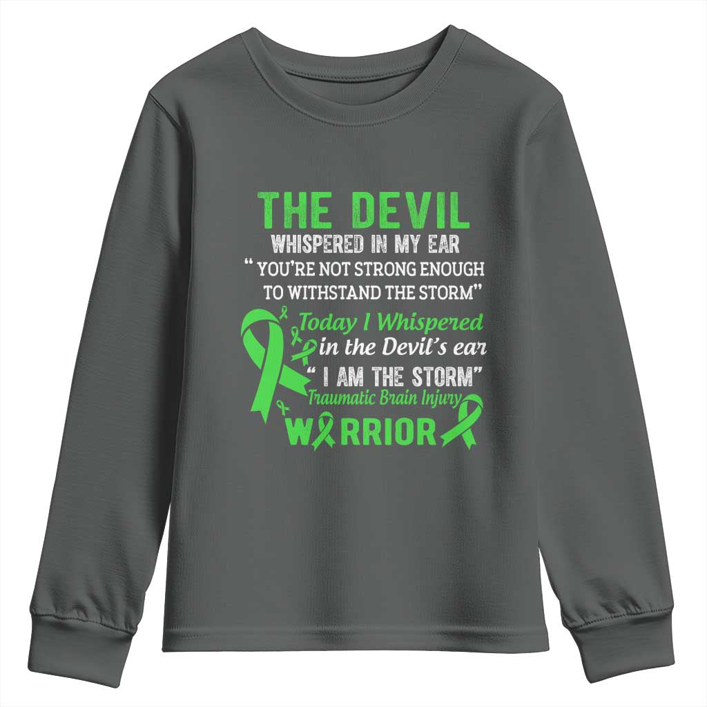 Traumatic Brain Injury Awareness Youth Sweatshirt I Am The Storm TBI Warrior