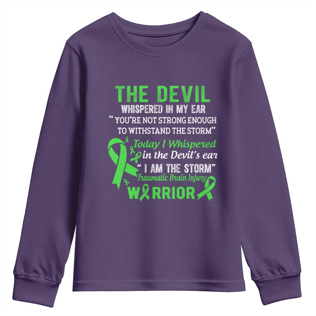 Traumatic Brain Injury Awareness Youth Sweatshirt I Am The Storm TBI Warrior