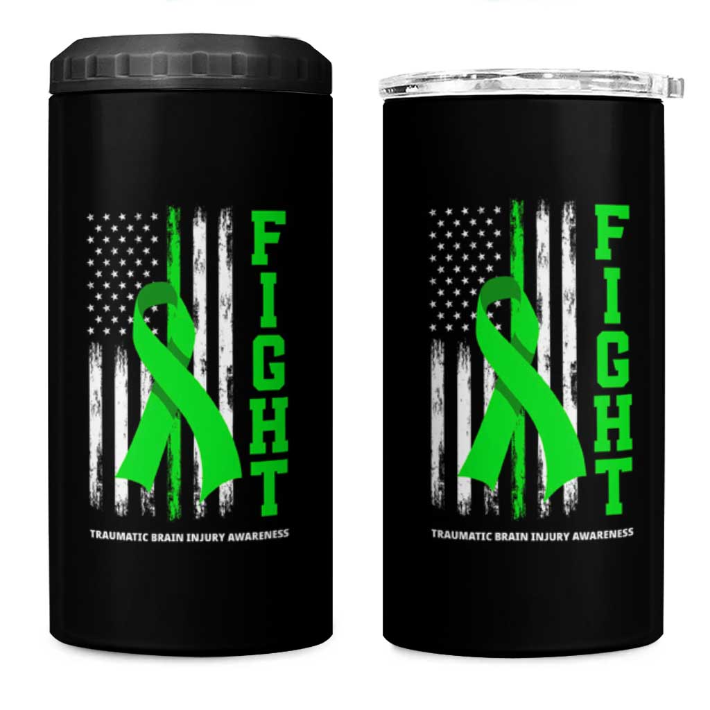 Traumatic Brain Injury Awareness 4 in 1 Can Cooler Tumbler Fight TBI American US Flag