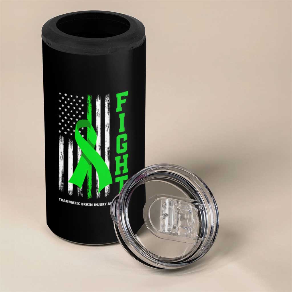 Traumatic Brain Injury Awareness 4 in 1 Can Cooler Tumbler Fight TBI American US Flag