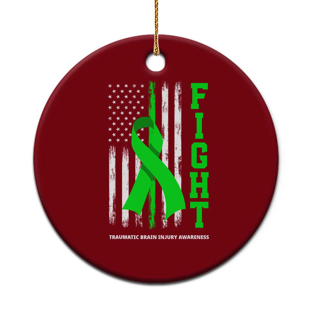 Traumatic Brain Injury Awareness Ceramic Ornament Fight TBI American US Flag - Wonder Print Shop