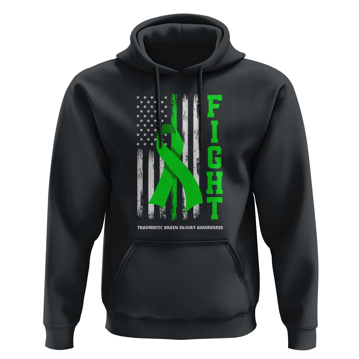 Traumatic Brain Injury Awareness Hoodie Fight TBI American US Flag