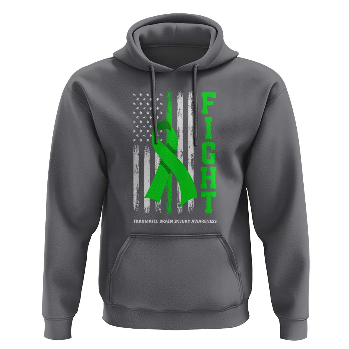 Traumatic Brain Injury Awareness Hoodie Fight TBI American US Flag