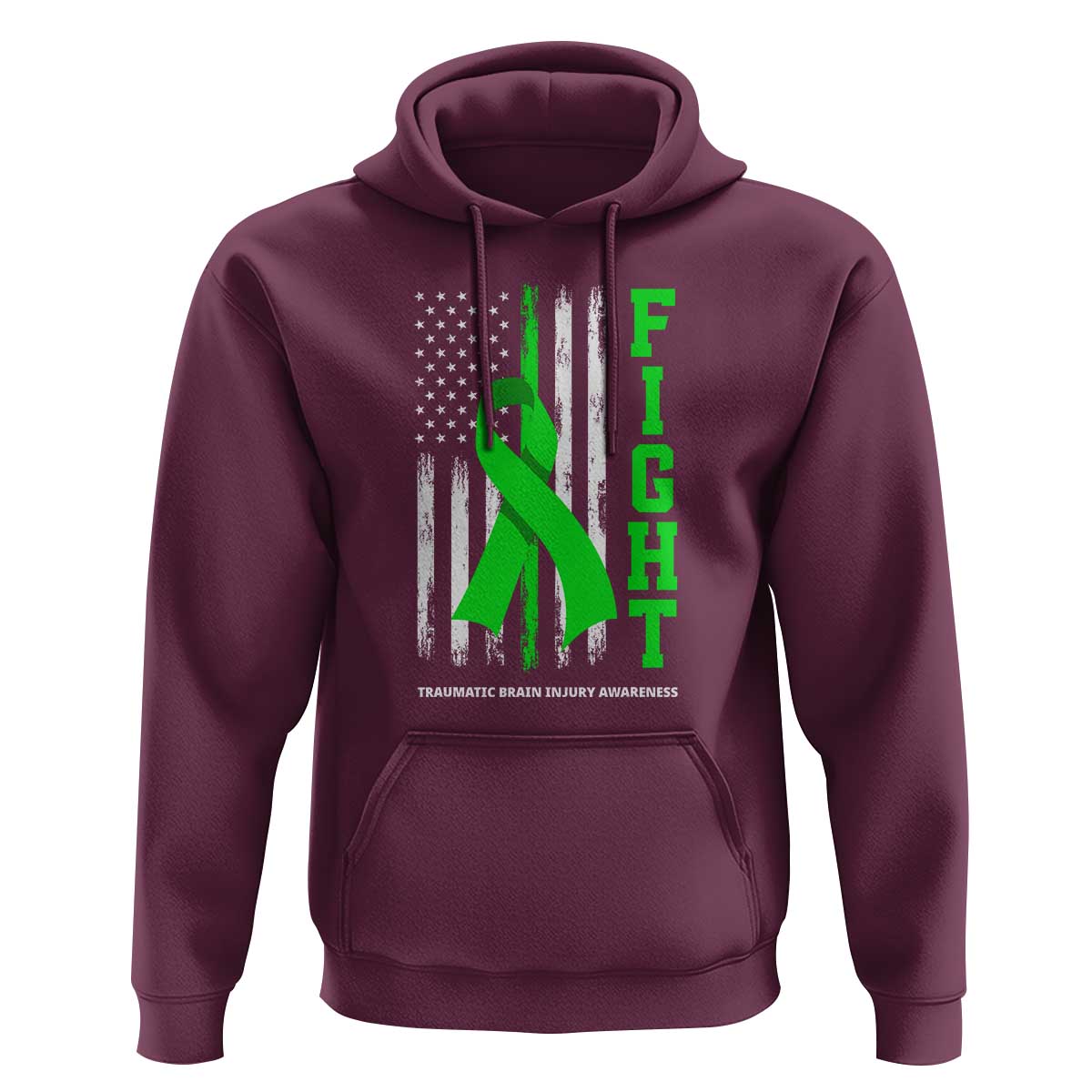Traumatic Brain Injury Awareness Hoodie Fight TBI American US Flag