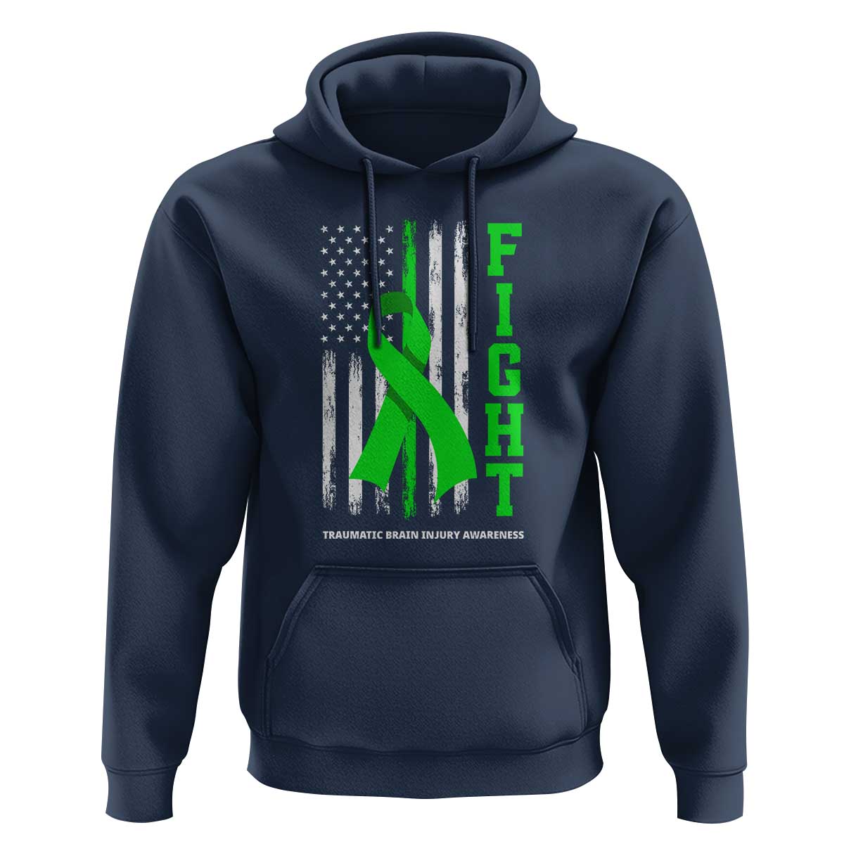 Traumatic Brain Injury Awareness Hoodie Fight TBI American US Flag