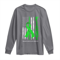 Traumatic Brain Injury Awareness Long Sleeve Shirt Fight TBI American US Flag