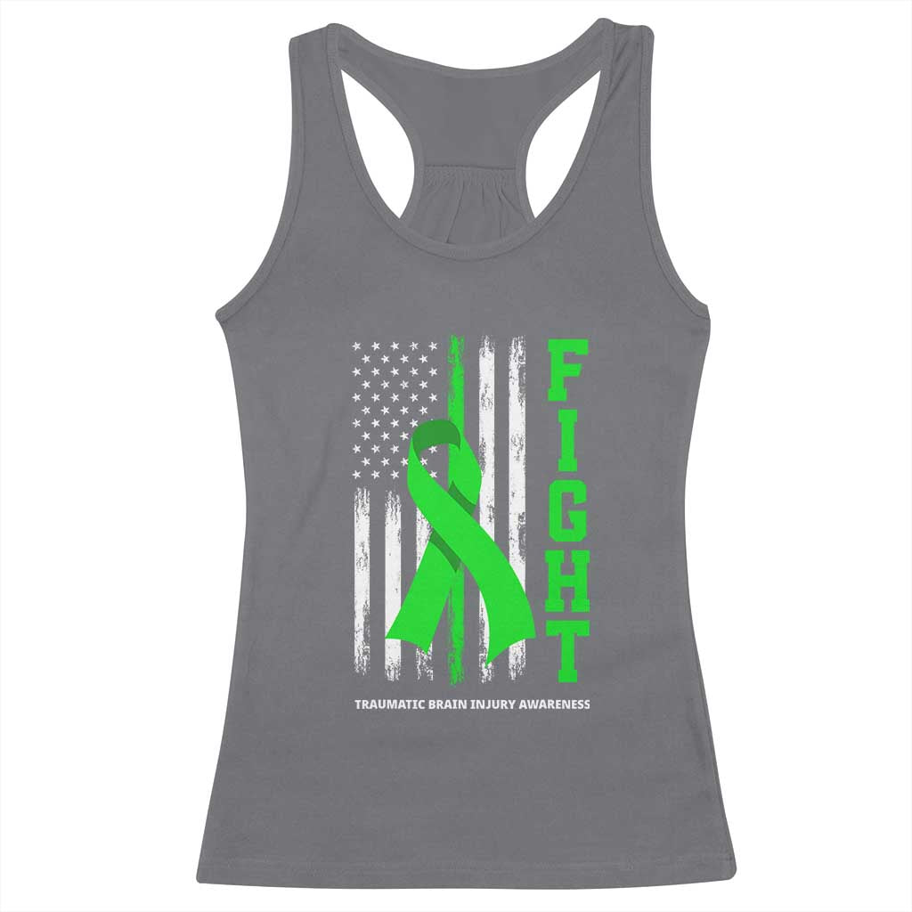 Traumatic Brain Injury Awareness Racerback Tank Top Fight TBI American US Flag