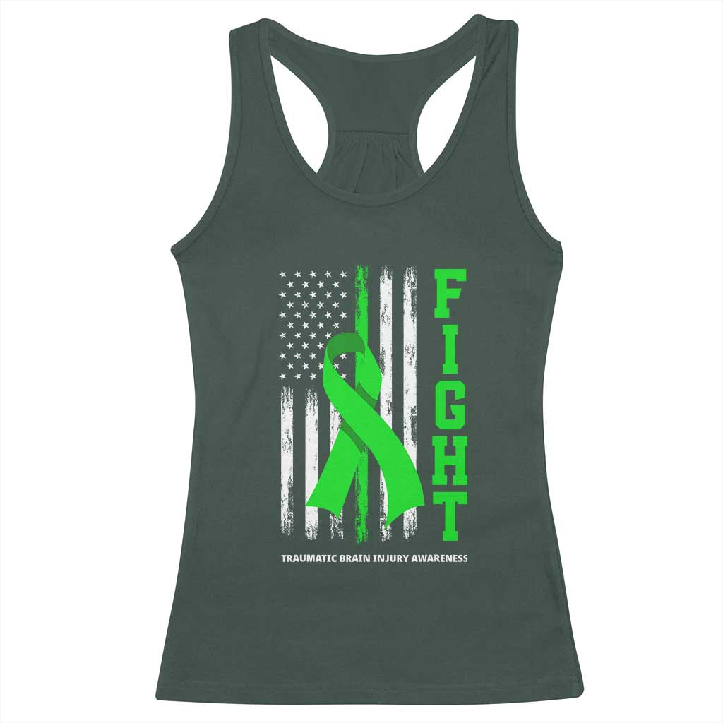 Traumatic Brain Injury Awareness Racerback Tank Top Fight TBI American US Flag