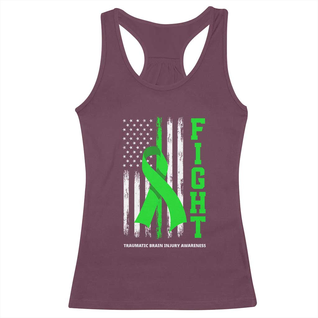 Traumatic Brain Injury Awareness Racerback Tank Top Fight TBI American US Flag