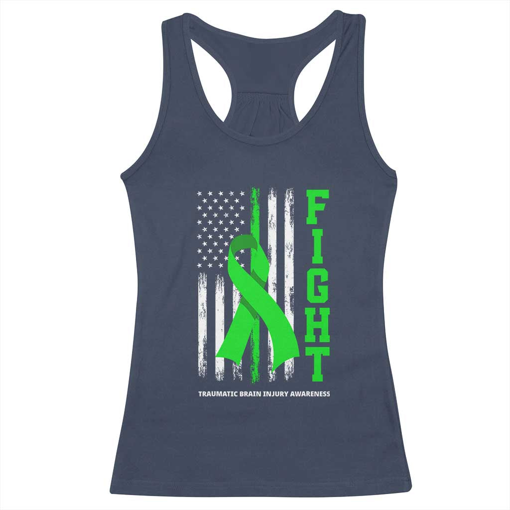 Traumatic Brain Injury Awareness Racerback Tank Top Fight TBI American US Flag