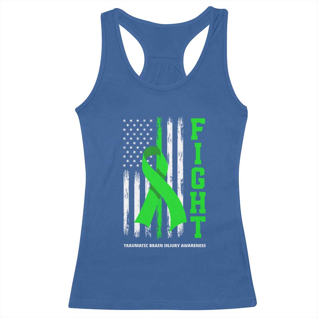 Traumatic Brain Injury Awareness Racerback Tank Top Fight TBI American US Flag