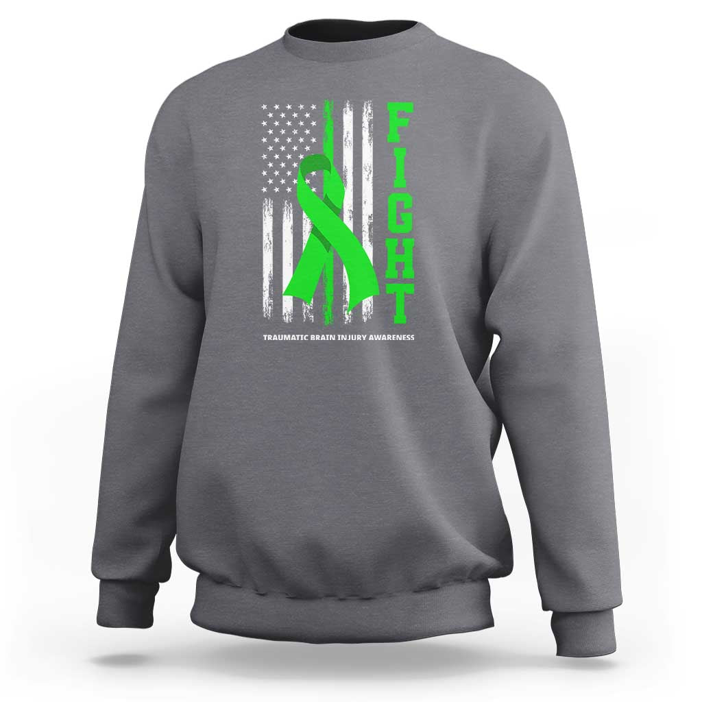 Traumatic Brain Injury Awareness Sweatshirt Fight TBI American US Flag