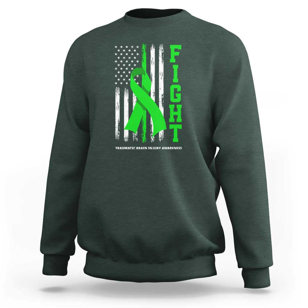 Traumatic Brain Injury Awareness Sweatshirt Fight TBI American US Flag