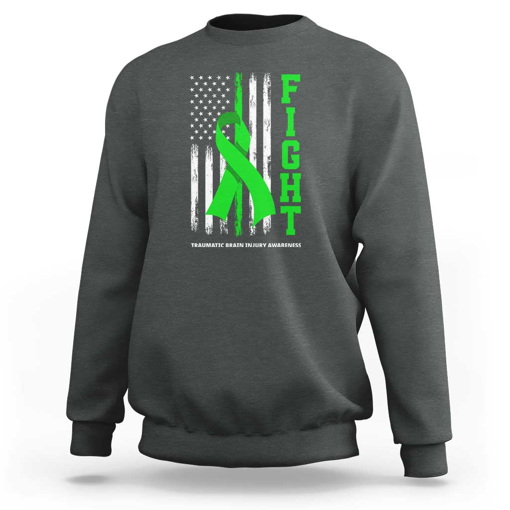 Traumatic Brain Injury Awareness Sweatshirt Fight TBI American US Flag