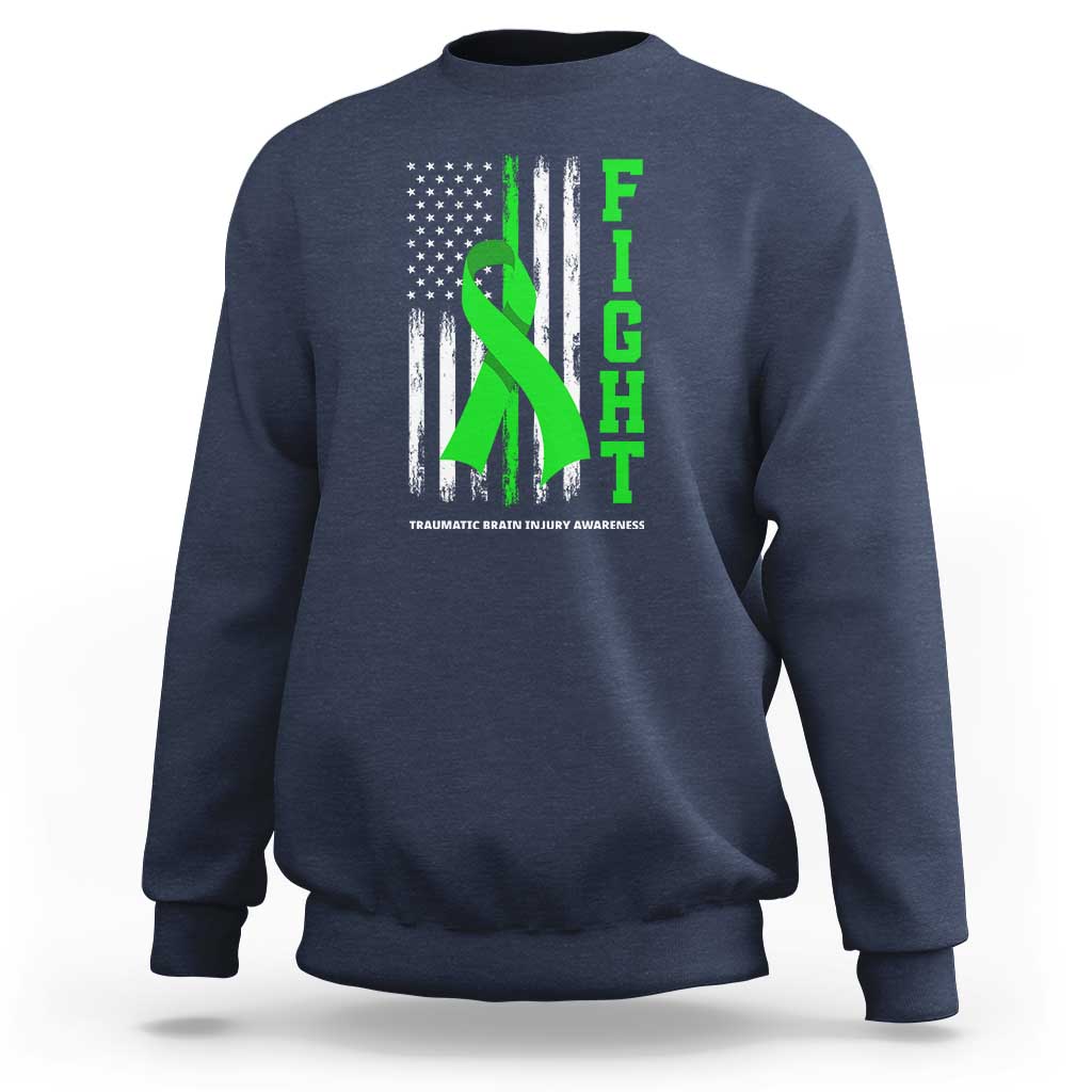 Traumatic Brain Injury Awareness Sweatshirt Fight TBI American US Flag