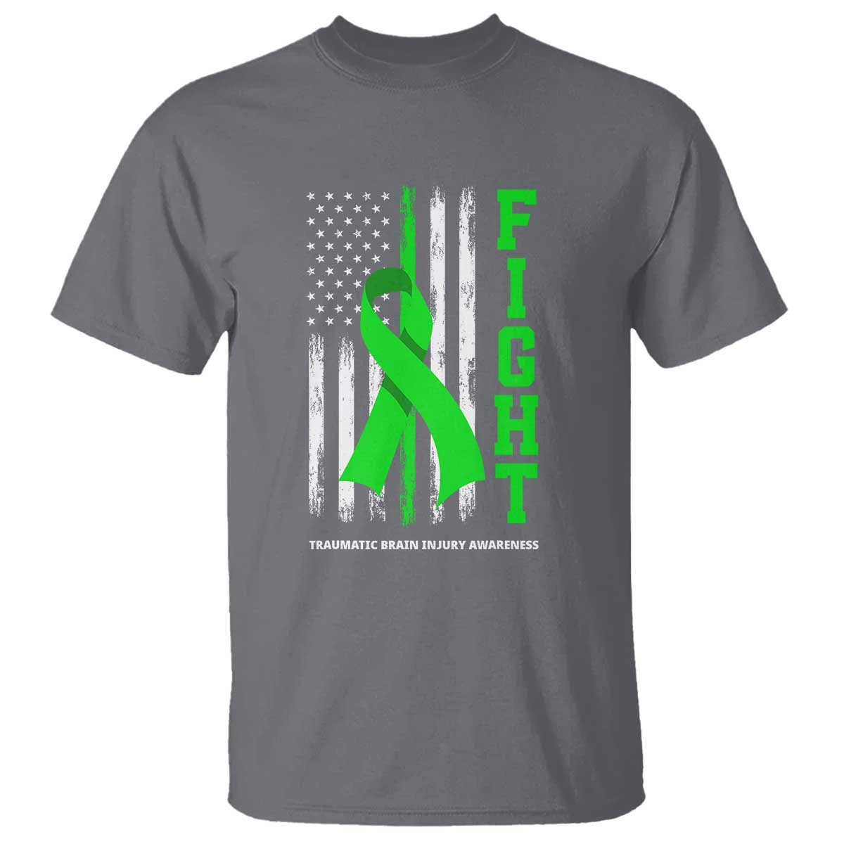Traumatic Brain Injury Awareness T Shirt Fight TBI American US Flag