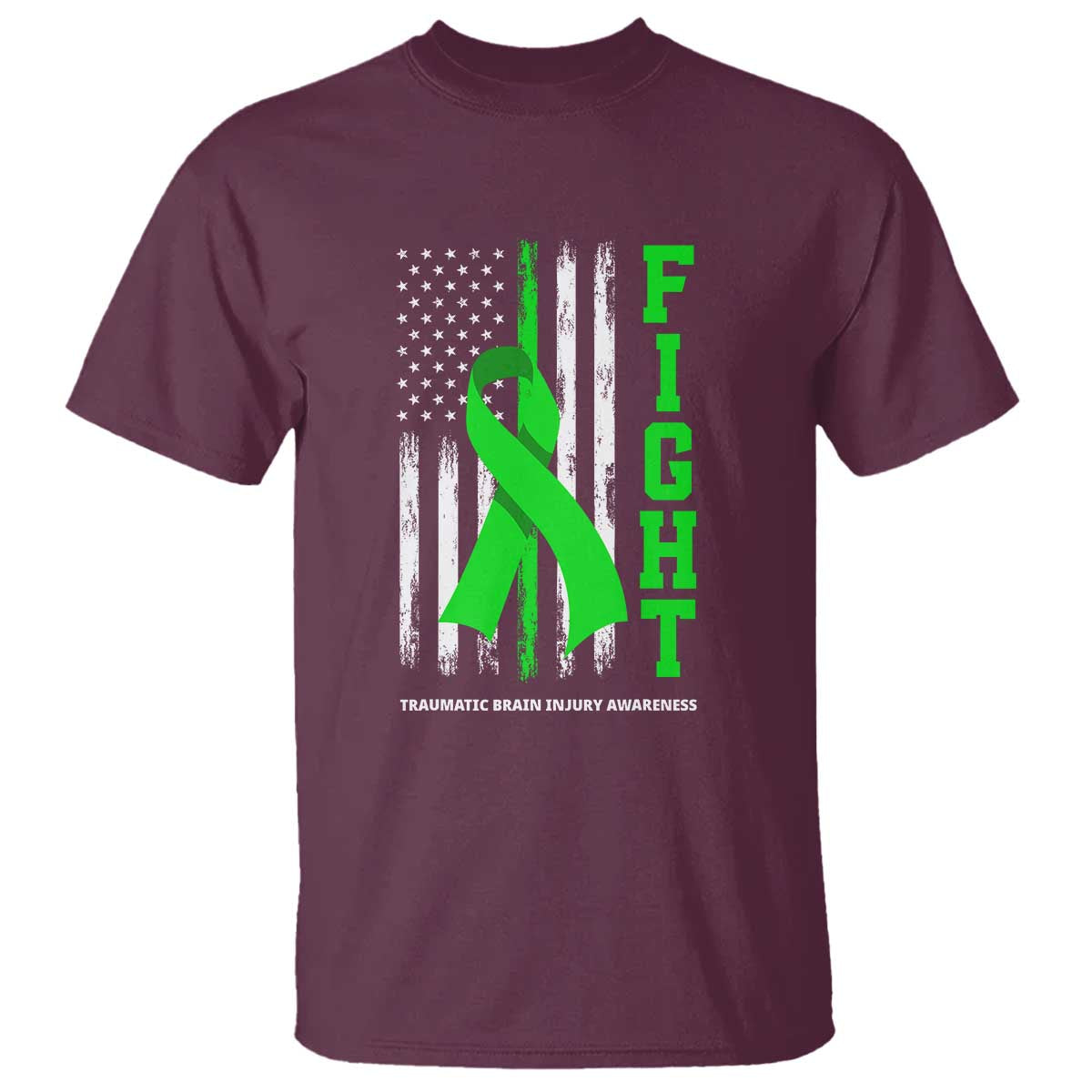 Traumatic Brain Injury Awareness T Shirt Fight TBI American US Flag