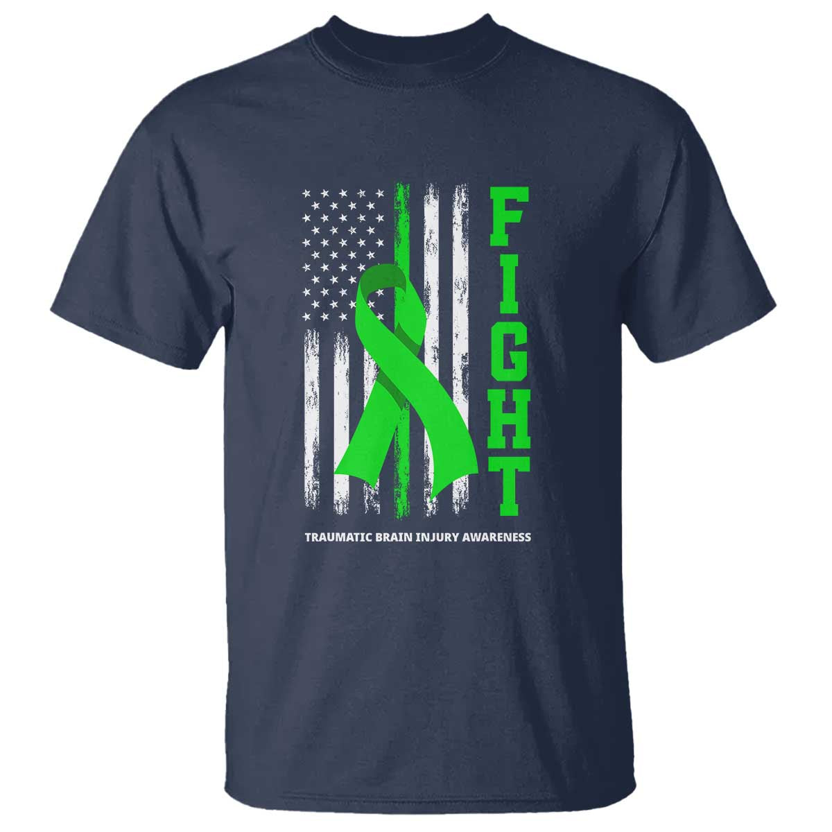 Traumatic Brain Injury Awareness T Shirt Fight TBI American US Flag