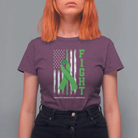Traumatic Brain Injury Awareness T Shirt For Women Fight TBI American US Flag