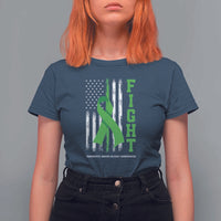 Traumatic Brain Injury Awareness T Shirt For Women Fight TBI American US Flag
