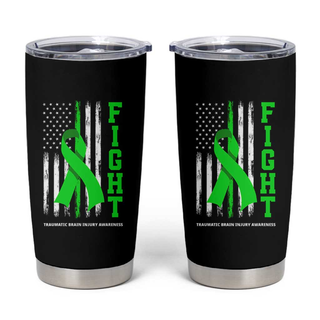 Traumatic Brain Injury Awareness Tumbler Cup Fight TBI American US Flag