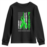 Traumatic Brain Injury Awareness Youth Sweatshirt Fight TBI American US Flag