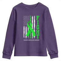 Traumatic Brain Injury Awareness Youth Sweatshirt Fight TBI American US Flag