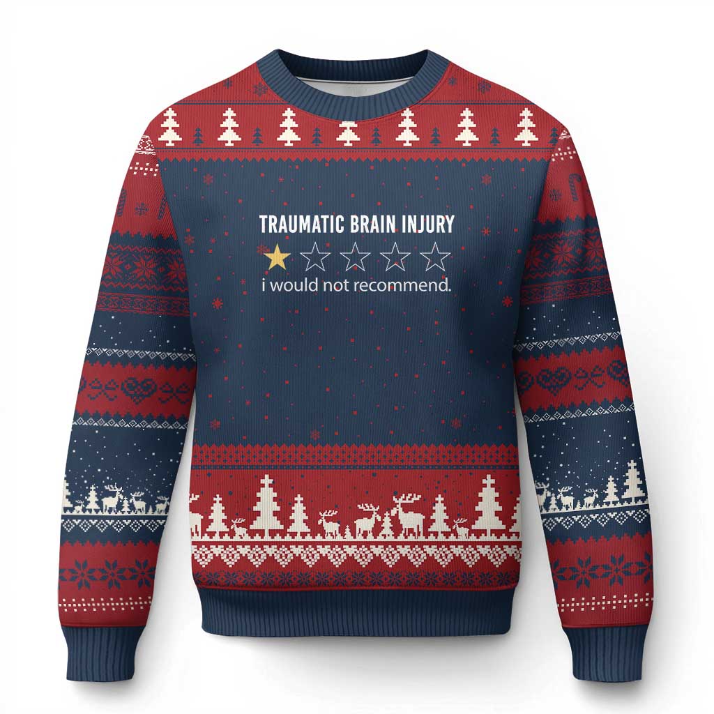 Traumatic Brain Injury Awareness Ugly Christmas Sweater I Would Not Recommend TBI Warrior - Wonder Print Shop