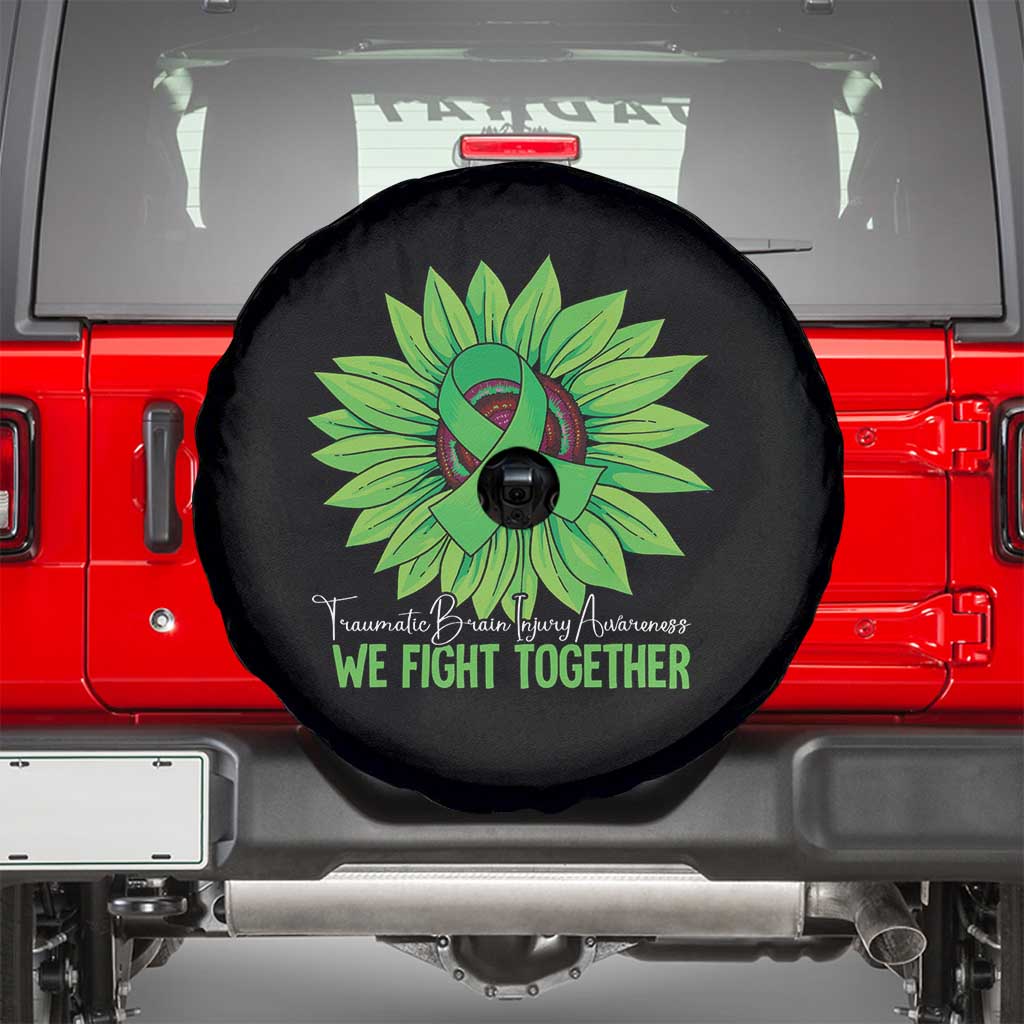 Traumatic Brain Injury Awareness Spare Tire Cover TBI We Fight Together Green Sunflower
