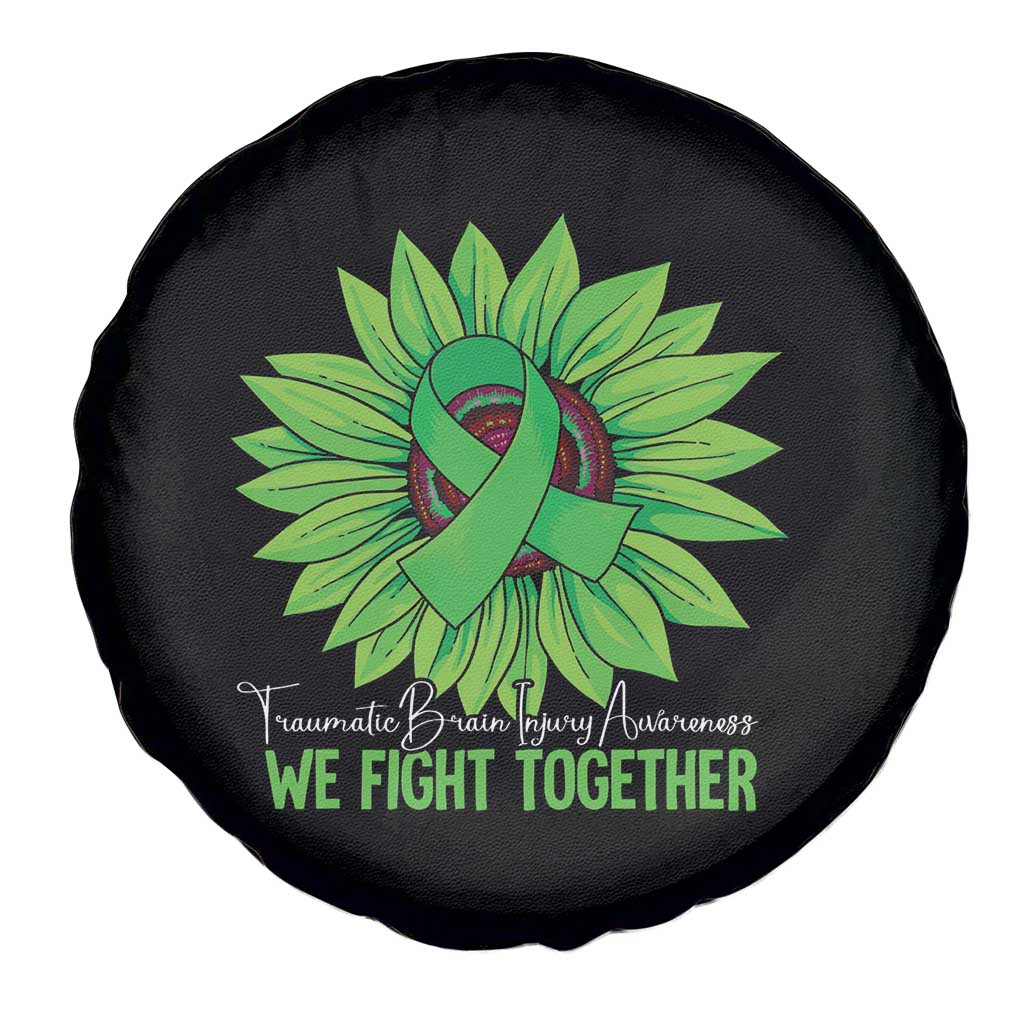 Traumatic Brain Injury Awareness Spare Tire Cover TBI We Fight Together Green Sunflower