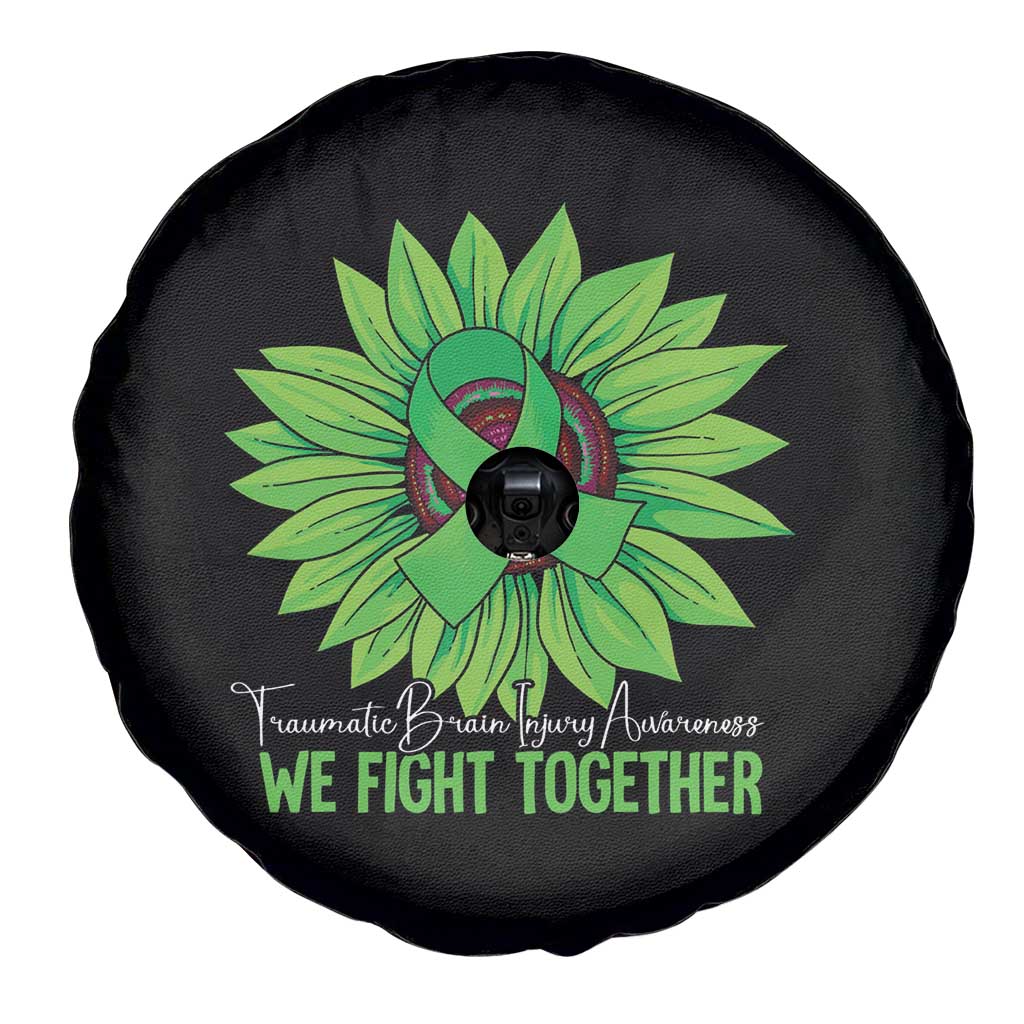 Traumatic Brain Injury Awareness Spare Tire Cover TBI We Fight Together Green Sunflower
