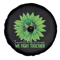 Traumatic Brain Injury Awareness Spare Tire Cover TBI We Fight Together Green Sunflower