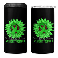 Traumatic Brain Injury Awareness 4 in 1 Can Cooler Tumbler TBI We Fight Together Green Sunflower